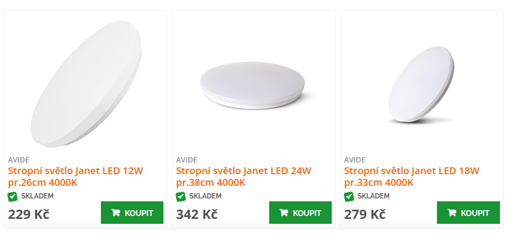 Levná LED světla Janet