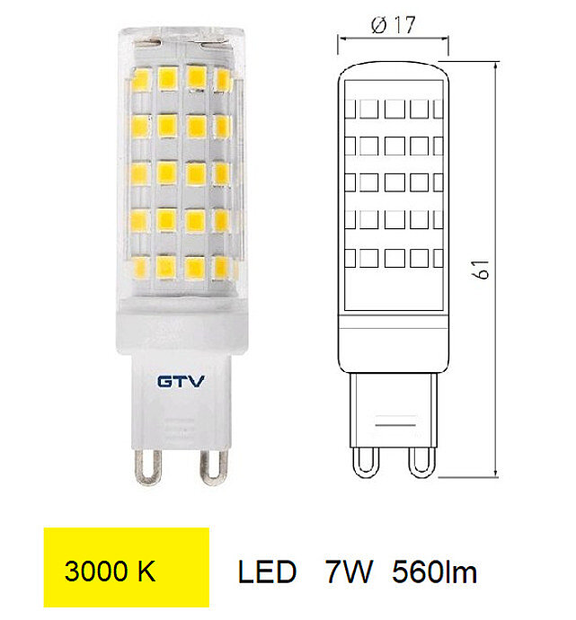 LED žárovka G9 GTV LD-G9P7W0-30 teplá bílá 560lm