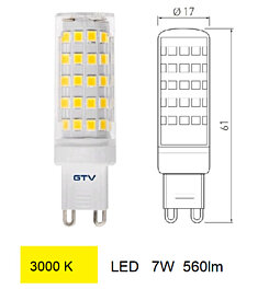 LED žárovka G9 GTV LD-G9P7W0-30 teplá bílá 560lm