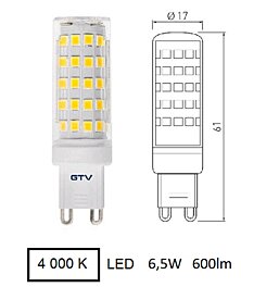LED žárovka G9 GTV LD-G9P67W0-40 denní bílá 560lm