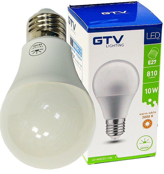 GTV LED žárovka E27 se soumrakovým čidlem teplá bílá LD-A60CZ3-10W