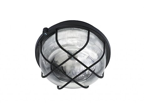 Technické světlo 604065 Round IP44 E27 černé s mřížkou