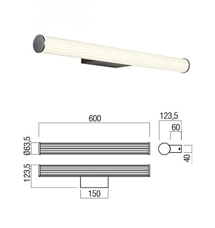 Koupelnové LED světlo Dizzy 01-3261 Redo group 60cm černé