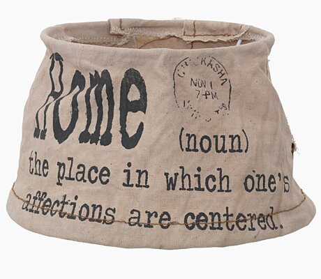 Textilní stínidlo Vintage 49442 šedé s potiskem