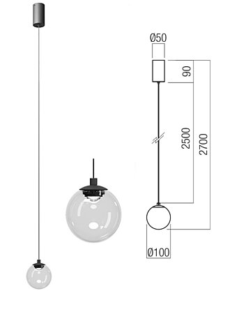 Závěsné světlo Irides 01-3956 pr.10cm Redo group