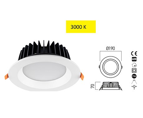 Vestavné 30W LED světlo MA10WW Arelux 3000K pr.19cm IP44