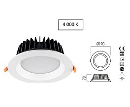 Vestavné 30W LED světlo MA10NW Arelux 4000K pr.19cm IP44