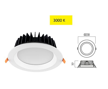 Vestavné 40W LED světlo MA11WW Arelux 3000K pr.23cm IP44