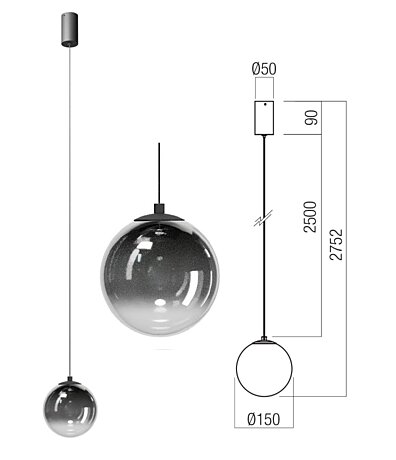 Závěsné světlo Irides 01-3962 pr.15cm Redo group