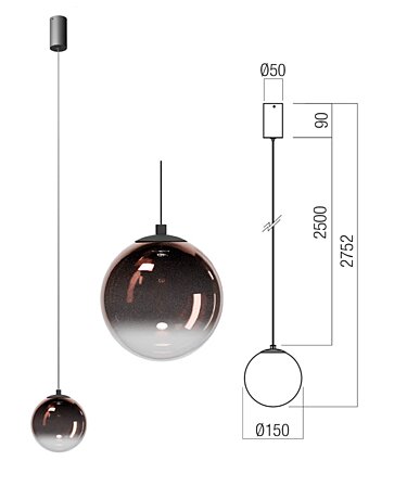 Závěsné světlo Irides 01-3967 pr.15cm Redo group