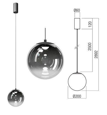 Závěsné světlo Irides 01-3963 pr.20cm Redo group