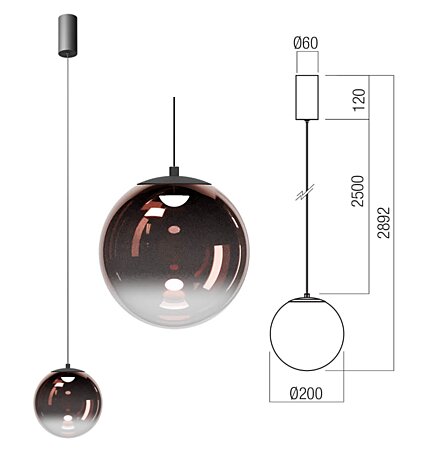 Závěsné světlo Irides 01-3968 pr.20cm Redo group