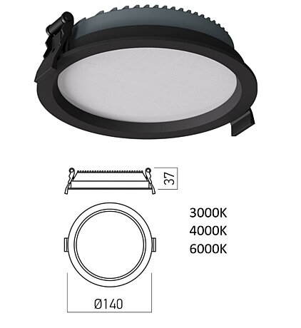 Vestavné 13W LED světlo EVR02CCT SBK Arelux