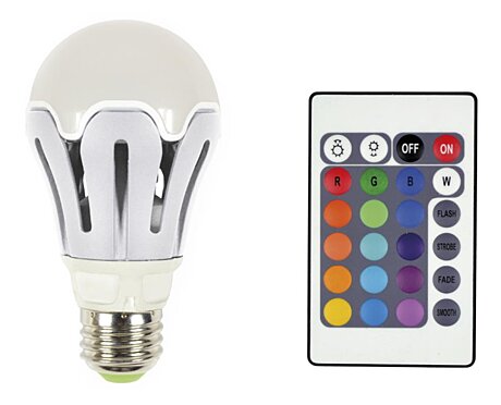 LED RGB žárovka závit E27 s dálkovým ovladačem