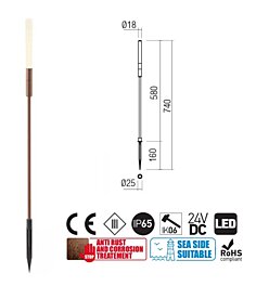 Venkovní zápich 90443 Torch 74cm corten Redo group