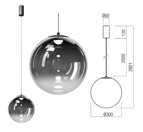 Závěsné světlo Irides 01-3965 pr.30cm Redo group