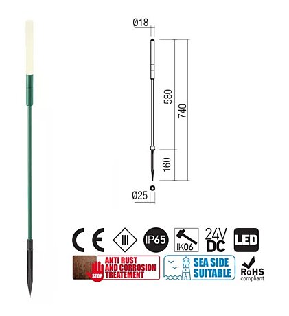 Venkovní zápich 90444 Torch 74cm zelený Redo group