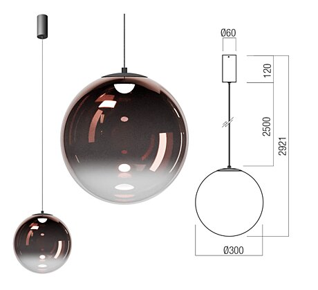 Závěsné světlo Irides 01-3970 pr.30cm Redo group