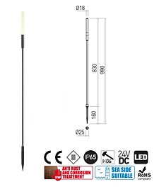 Venkovní zápich 90445 Torch 99cm tmavě šedý Redo group
