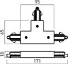 "T" konektor MT1009 MWH, přívod z pravé strany pro lišty z řady MINITRACK