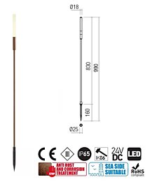 Venkovní zápich 90446 Torch 99cm corten Redo group