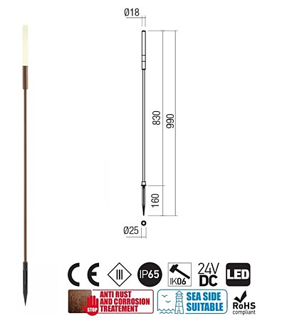 Venkovní zápich 90446 Torch 99cm corten Redo group