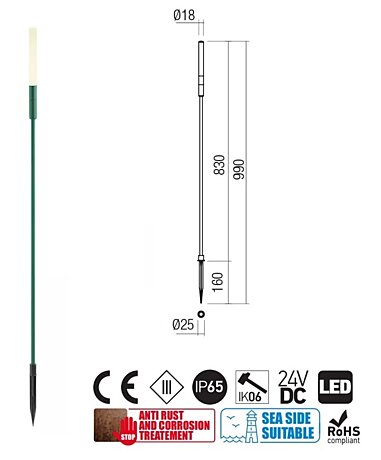 Venkovní zápich 90447 Torch 99cm zelená Redo group