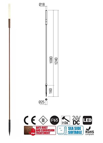 Venkovní zápich 90449 Torch 1,24m corten Redo group