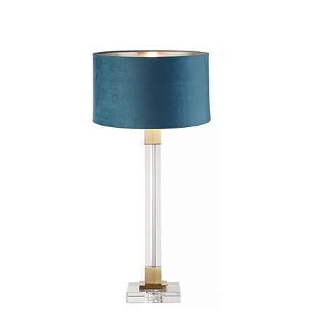 Anglická lampa EU67521PB41202TE křišťál, mosaz a tyrkysový samet 63cm