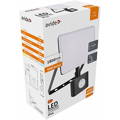 Bezrámečkový 20W LED reflektor s čidlem ABFLFNW-20W-PIR Avide