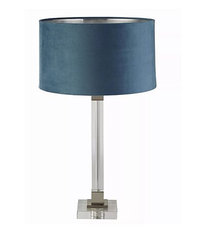 Anglická lampa EU67521SN41202TE křišťál, satin nikl a tyrkysový samet 63cm