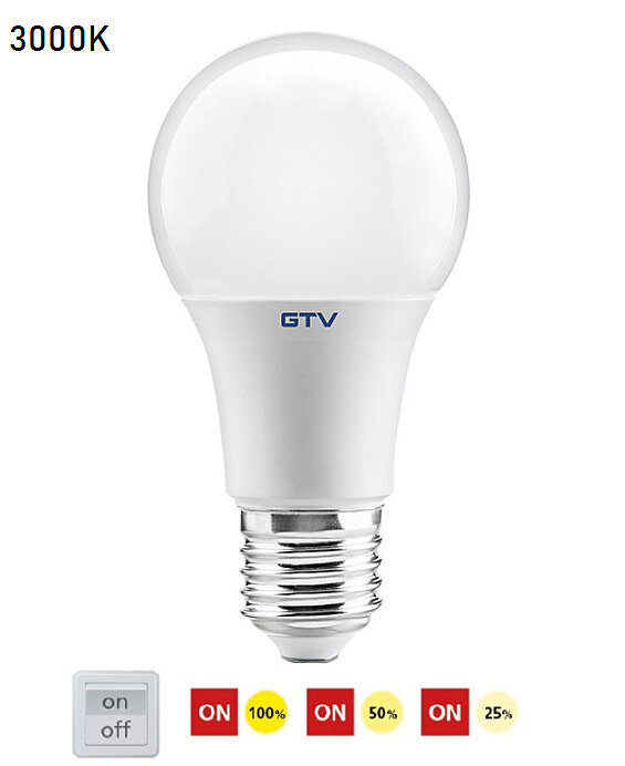 Krokově stmívatelná LED žárovka E27 10W LD-3SDA60-10W teplá bílá GTV