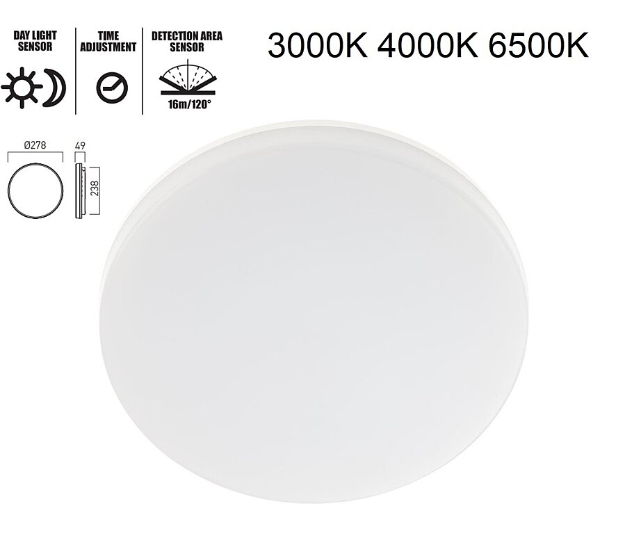 LED světlo Xplaner PLN01CCT SZ IP54 s čidlem 3000K,4000K,6500K Arelux