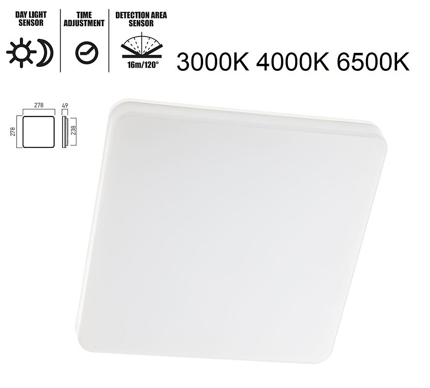 LED světlo Xplaner PLN03CCT SZ IP54 s čidlem 3000K,4000K,6500K Arelux