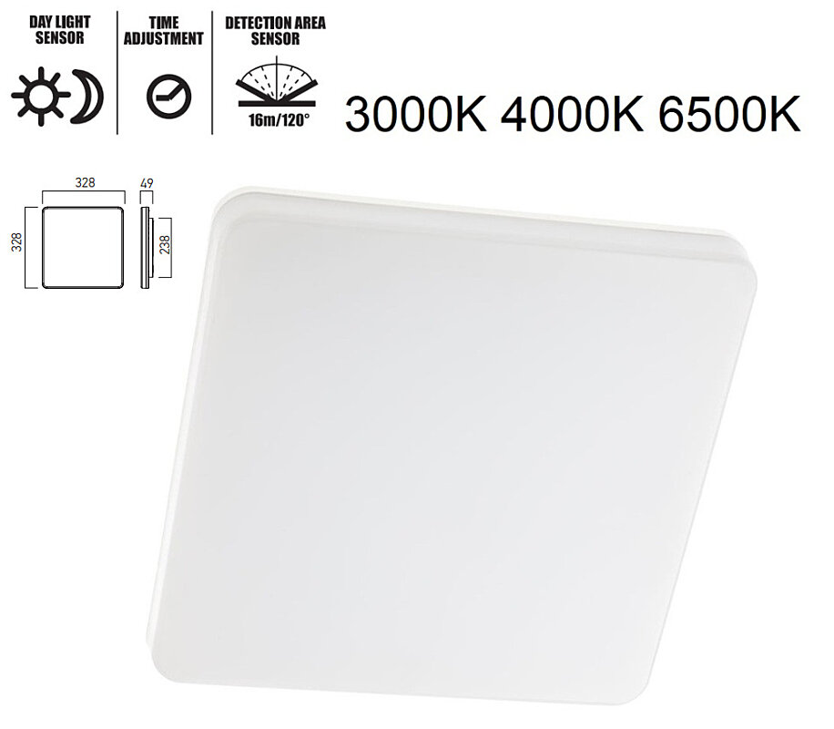 LED světlo Xplaner PLN04CCT SZ IP54 s čidlem 3000K,4000K,6500K Arelux