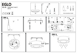 Montažní list Stropní LED svítidlo FUEVA-C 96678, Eglo