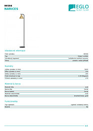 Montažní list stojací svítidlo NARICES 99594 Eglo