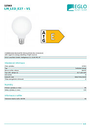 Montažní list LED žárovka 12263 Eglo E14 470lm 3000K