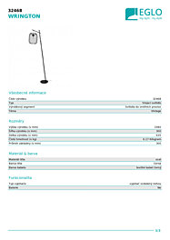 Montažní list Stojací lampa WRINGTON 32468