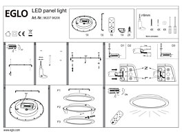 Montažní list LED svítidlo SARSINA-A 98208 s ovladačem pr.45cm Eglo