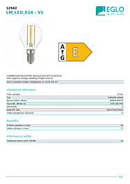 Montažní list LED žárovka 12242 Eglo E27 5,5W 400lm 2200-6500K