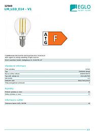 Montažní list LED žárovka 12243 Eglo E27 5,5W 400lm 2200-6500K