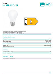 Montažní list LED žárovka 12244 Eglo E27 5,5W 400lm 2200-6500K