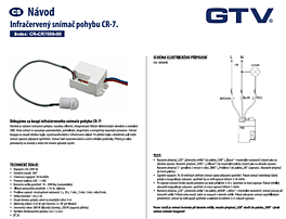 Montažní list Čidlo pohybu se soumrakovým spínačem GTV CR-CR7000-00 max.800W, 360°, dosah 6m