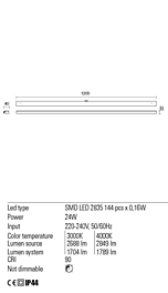 Montažní list LED svítidlo na zrcadlo 4-6mm ERMES 01-2293 120cm IP44, Redo Group