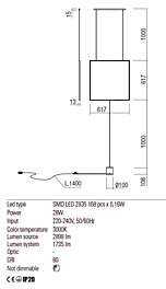 Montažní list Závěsná LED lampa SLICK 01-2134 3000K, Redo Group