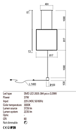 Montažní list Závěsná LED lampa SLICK 01-2135 3000K, Redo Group