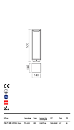 Montažní list Exteriérová LED lampa TOWER 90052, Redo Group