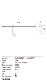 Montažní list Nástěnné LED svítidlo TANGENT 01-2201 3000K, Redo Group