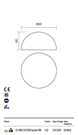 Montažní list Exteriérové RGB svítidlo Blob 90170, Redo Group